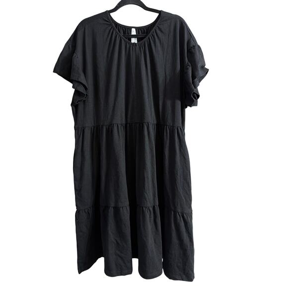 Seven7 Women's Plus Size Black Knee Length Tiered Dress Size 2X New - Picture 2 of 7